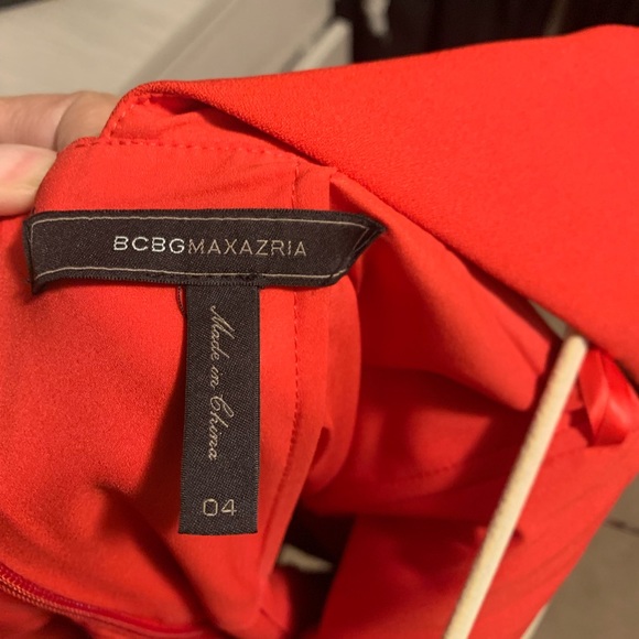 BCBGMAXAZRIA ONE SHOULDER ASYMMETRICAL JEWEL RED COCKTAIL DRESS SIZE 4-$268 - Picture 4 of 6